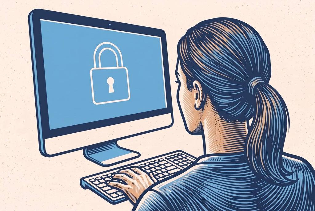 WordPress Sicherheit – Person am Desktop